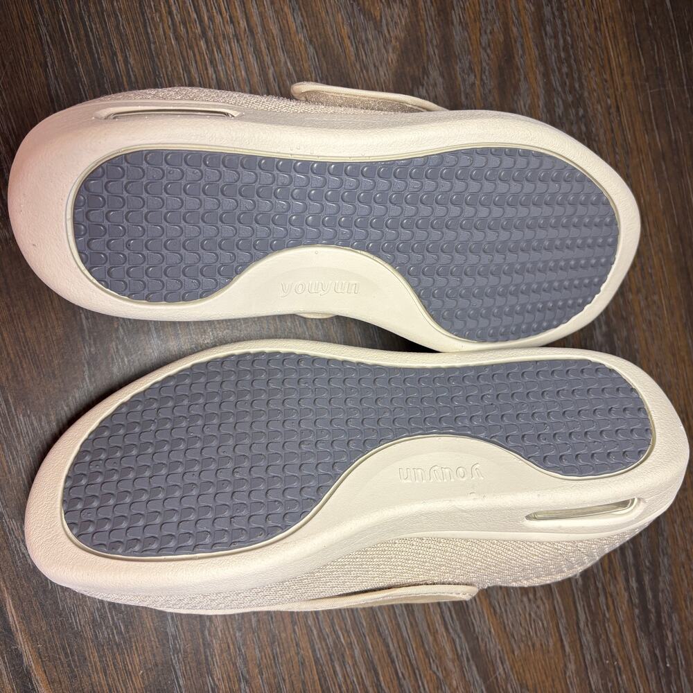 Youyun Diabetic Slip-on Walking Shoes W8.5 M7.5 Beige Memory Foam Sneakers - Picture 5 of 9